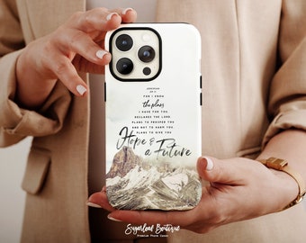 Jeremiah 29:11 Christian Bible Verse Quote Phone Case For I Know The Plans I Have For You Scandinavian Nordic Mountain View iPhone Case