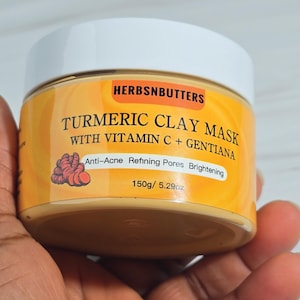 Brightening Turmeric Clay Mask | Vitamin C and Hyaluronic Acid Infused | Glow-Boosting Facial Treatment | For Dull & Tired Skin