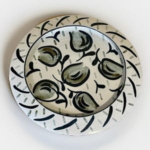 Ceramic Rimmed Plate - Vintage Australian Pottery Diana Gyngell Taylor Melbourne Monochrome