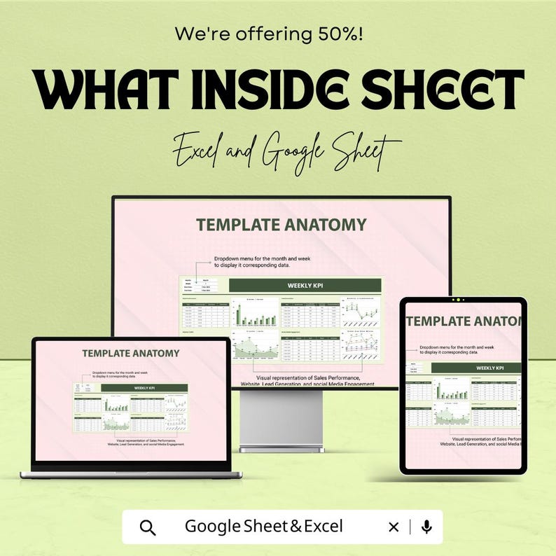 Weekly KPI Tracker Sheet for Excel and Google Sheets | Performance ...