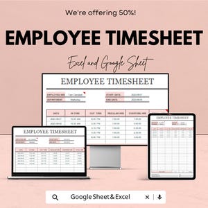 Plantilla de hoja de horas de empleados (Excel y Google Sheet), seguimiento del tiempo, gestión de nóminas, cálculo de horas extra