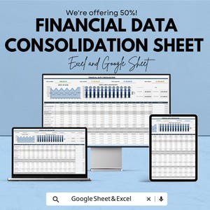 Financial Data Consolidation Sheet | Excel and Google Sheet Template | Budget Tracking, Financial Reporting & Data Analysis