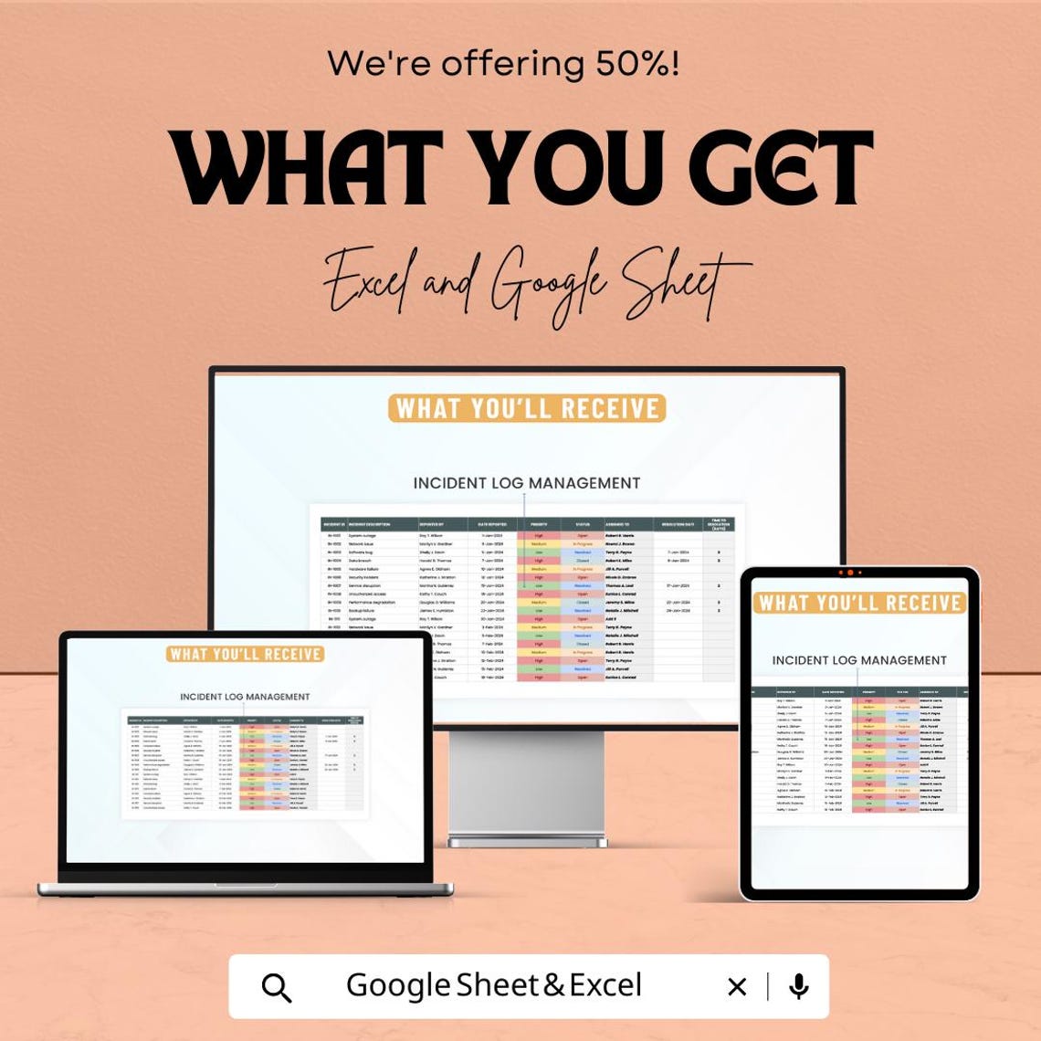 Incident Management Dashboard | Excel & Google Sheets | Operations Log ...