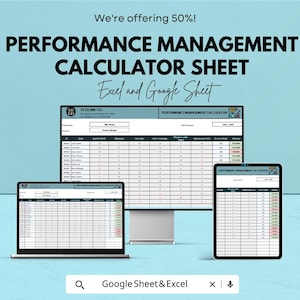 Performance Management Calculator Sheet | Excel & Google Sheet | Employee Evaluation Template | Performance Metrics Tracker | HR Template