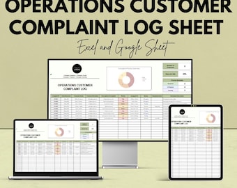 Foglio di registrazione dei reclami dei clienti / Fogli Google ed Excel / Monitoraggio delle operazioni / Modello di gestione dei reclami / Registro dei problemi aziendali