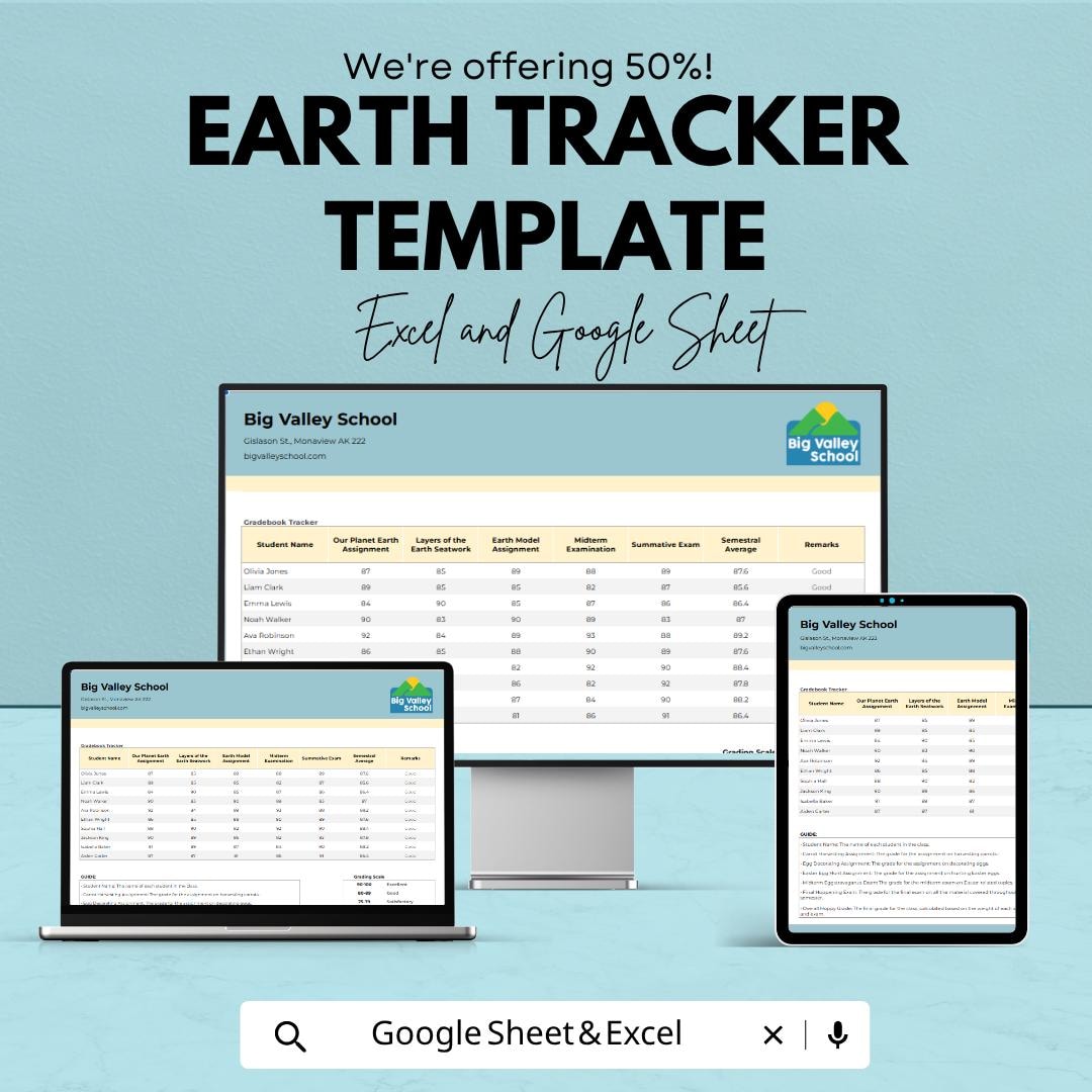 Earth Tracker Template | Teacher Gradebook Spreadsheet | Student ...