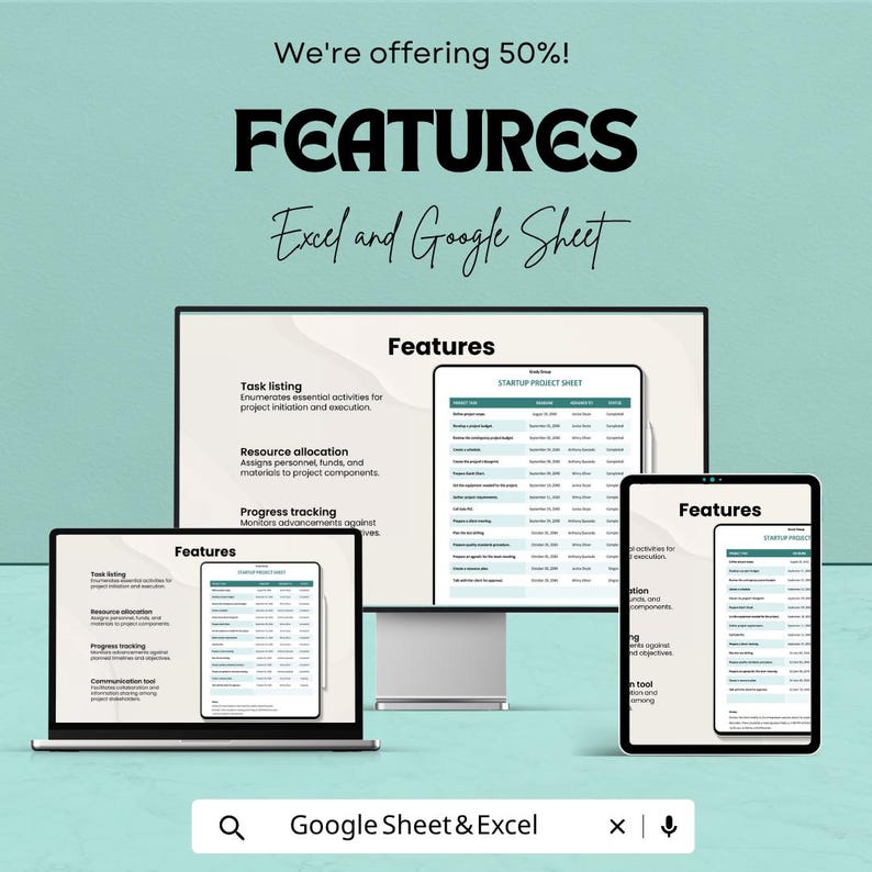 Startup Project Sheet Template | Project Tracking Spreadsheet | Task ...