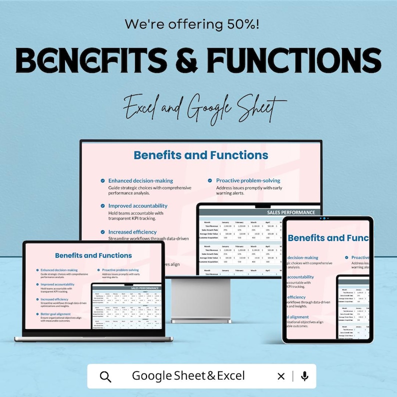 KPI Performance Sheet | Excel & Google Sheets Dashboard for Tracking ...
