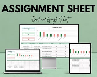 Assignment Tracker Sheet | Excel & Google Sheet | Task and Deadline Management Template