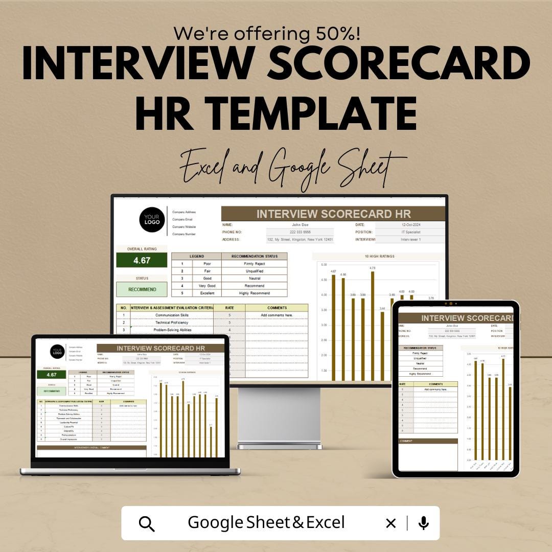Interview Scorecard HR Template | Candidate Evaluation Form | Hiring ...