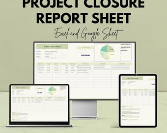 Hoja de informe de cierre del proyecto / Plantilla de Excel y Google Sheet / Herramienta de gestión de proyectos / Seguimiento de los resultados y el cierre del proyecto