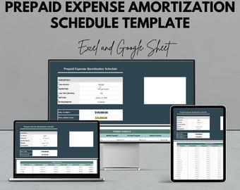 Vorlage für einen Amortisationszeitplan für vorausbezahlte Ausgaben | Ausgabenverfolgung Excel | Buchhaltungs-Arbeitsblatt | Business-Finance-Vorlage