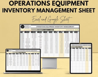 Blad voor voorraadbeheer operationele apparatuur | Excel en Google Spreadsheets | Trackinglogboek activa | Onderhouds- en staatsrapport |