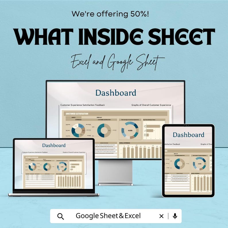Customer Satisfaction Dashboard Template | Excel & Google Sheet | Real ...