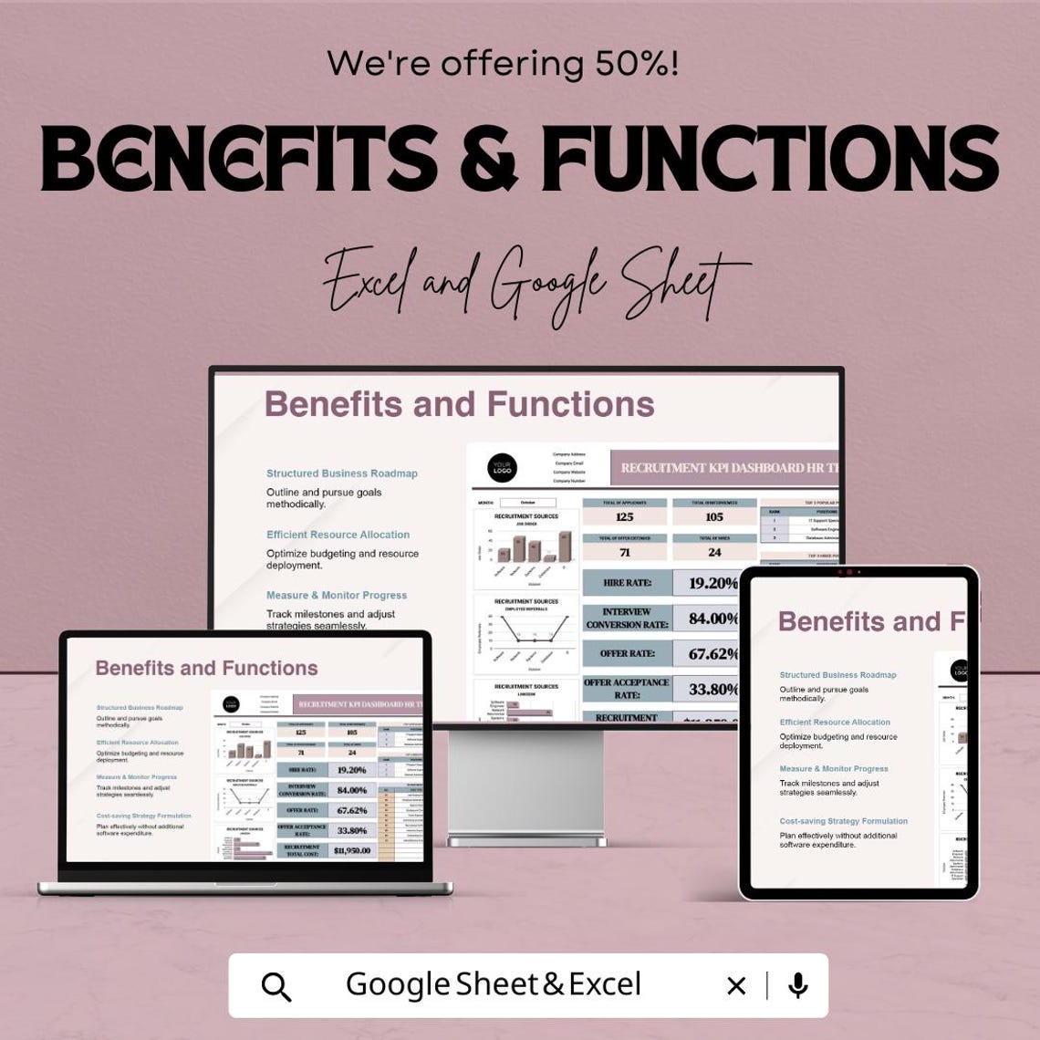 Recruitment KPI Dashboard HR Template - Google Sheet | HR Metrics ...