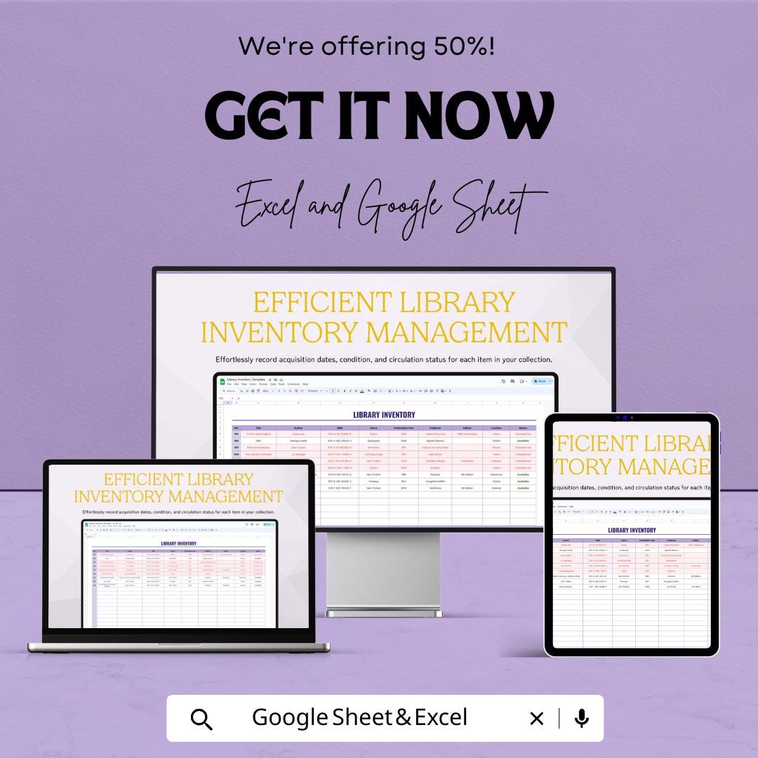 Library Inventory Sheet – Excel & Google Sheets Template for Library ...