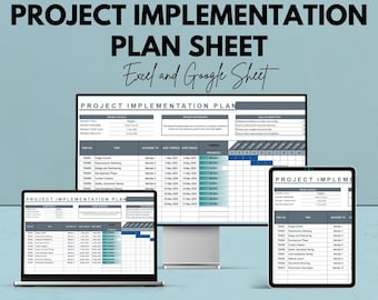 Project Implementation Plan Sheet – Editable Excel and Google Sheets Template for Project Management, Tracking & Reporting