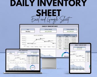Daily Inventory Sheet Template for Excel and Google Sheets | Track Sales & Profit with Ease | Customizable Daily Sales Tracker