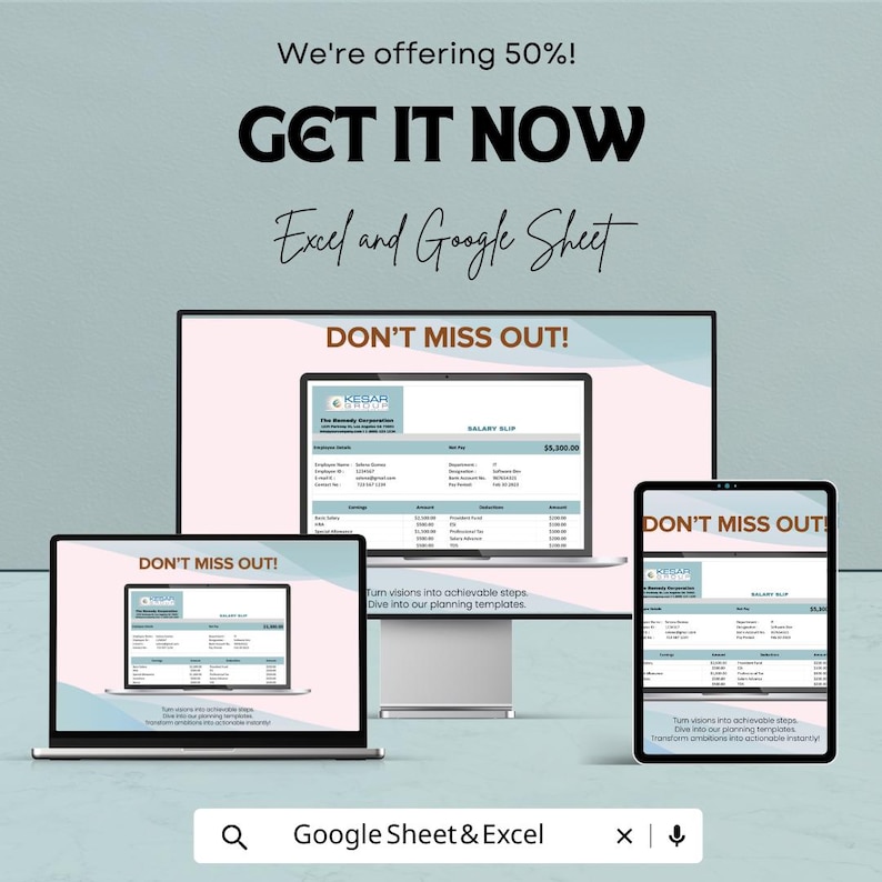 Buy Payroll Salary Slip Sheet Template - Excel & Google Sheets ...
