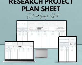 Hoja de planificación de proyecto de investigación / Plantilla de Google Sheets y Excel / Gestión de la investigación / Herramienta de planificación de proyectos / Organizador de tareas /