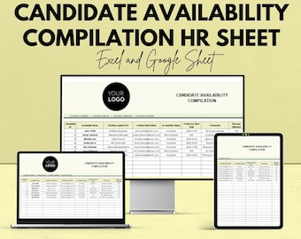 Candidate Availability Compilation HR Sheet | Recruitment Tracker | Excel & Google Sheets Template for Efficient Hiring