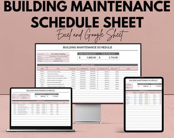 Schema för byggnadsunderhåll - Excel- och Google Sheets-mall för effektiv byggnadsförvaltning