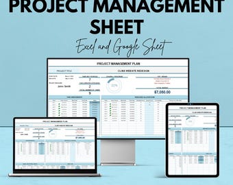 Projektmanagement Sheet - Excel und Google Sheet Vorlage | Verfolge Aufgaben, Fristen, Budget & Fortschritt | Personalisierbar und Professionell
