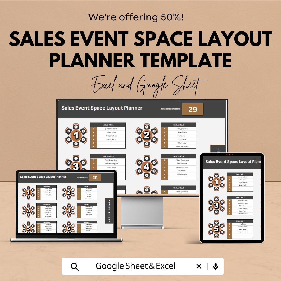 Sales Event Space Layout Planner Template | Event Seating Chart | Venue ...