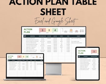 Action Plan Table Sheet - Excel and Google Sheet Template for Project Management | Task Tracker, Priority Setting & Deadline Tracker