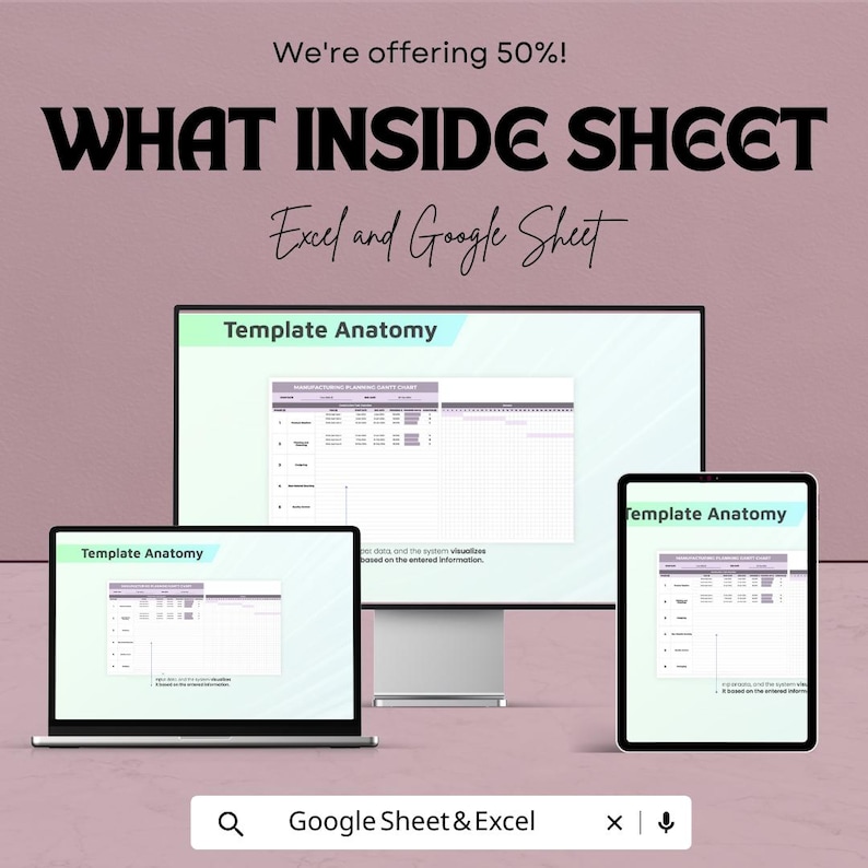 Manufacturing Planning Gantt Chart Sheet - Excel & Google Sheets ...