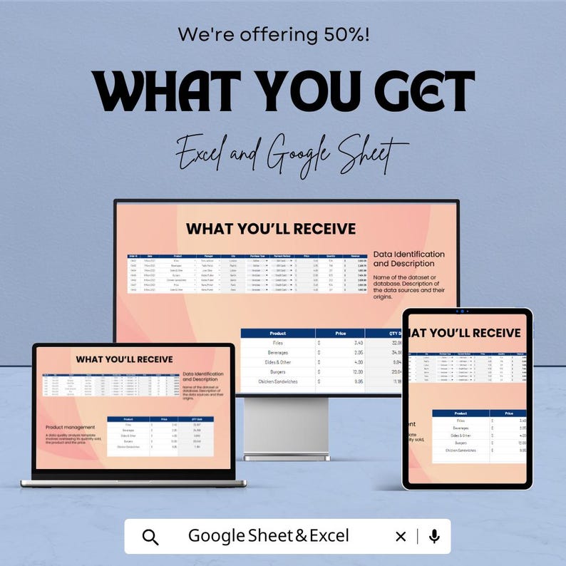 Mall för datakvalitetsanalys | Kalkylblad för dataanalys | Instrumentpanel för datakvalitet | Excel och Google Sheets bild 2