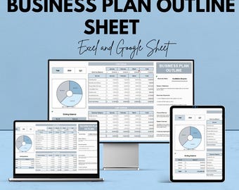 Business Plan Outline Sheet - Excel & Google Sheet Template - Financial Planning, Cash Flow Tracker, Startup Business Plan, Budget Planner