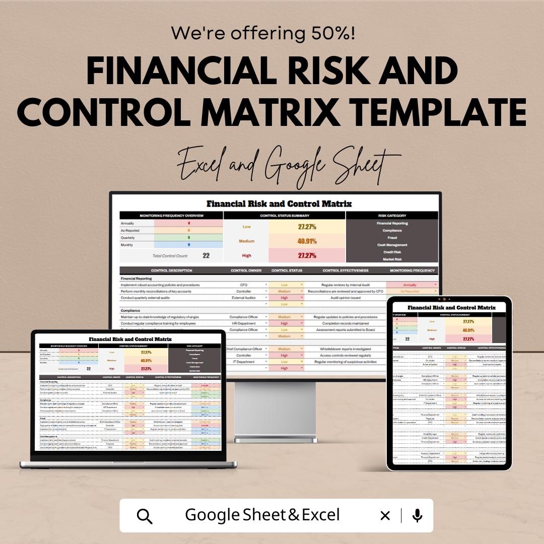 Financial Risk and Control Matrix Template, Risk Assessment Spreadsheet ...