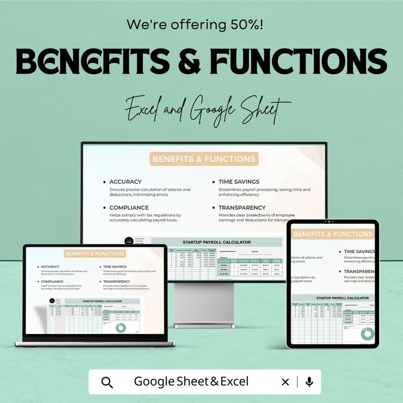 Startup Payroll Calculator Sheet | Excel and Google Sheets Template ...
