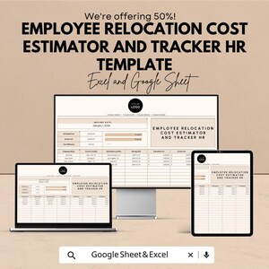 Employee Relocation Cost Estimator and Tracker | HR Relocation Budget Template | Excel & Google Sheets | Employee Moving Cost Tracker