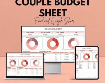 Couple Budget Sheet | Google Sheet - Monthly Budget Planner for Couples - Financial Management - Budgeting Tool for Couples |