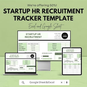 Startup HR Recruitment Tracker Template | Excel & Google Sheets Hiring Dashboard | Applicant Management Spreadsheet | HR Recruitment Tracker