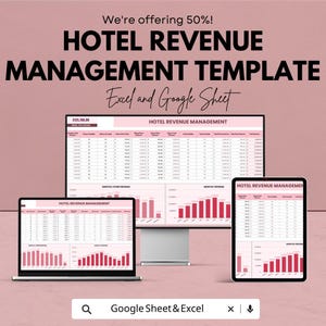 Hotel Revenue Management Template Excel, Hotel Revenue Tracker, Hospitality Financial Dashboard, Occupancy Rate Spreadsheet