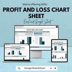 Profit and Loss Chart Template - Track Income and Expenses for Business - Excel & Google Sheet