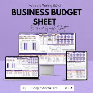 Business Budget Sheet - Excel and Google Sheet Template for Financial Planning, Income & Expense Tracker, Budgeting and Expense Analysis