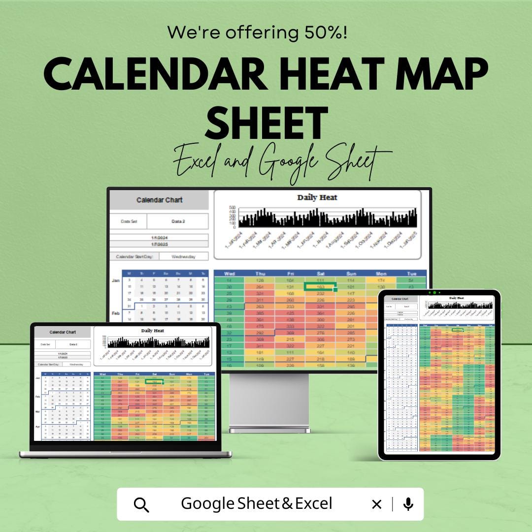 Dynamic Calendar Heat Map Sheet - Excel & Google Sheets Template for ...
