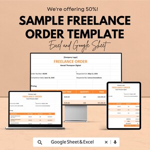 Sample Freelance Order Template | Excel and Google Sheets Order Form | Freelancer Invoice & Work Order Spreadsheet | Client Project Tracker