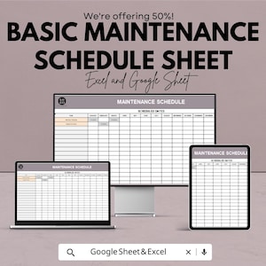 Basic Maintenance Schedule Template | Excel and Google Sheets | Task Scheduling & Efficiency Improvement