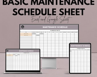 Grundlegende Vorlage für den Wartungszeitplan | Excel und Google Sheets | Aufgabenplanung und Verbesserung der Effizienz