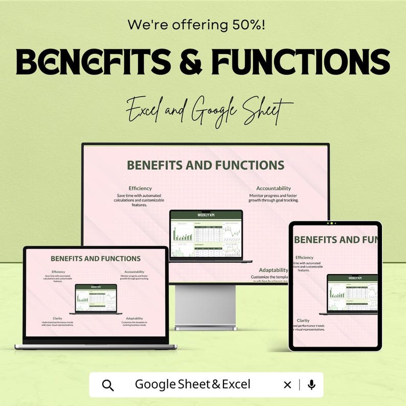 Weekly KPI Tracker Sheet for Excel and Google Sheets | Performance ...