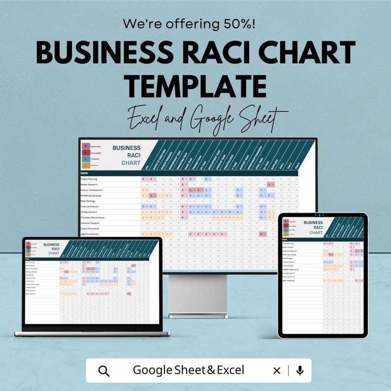 Accountability Matrix Example Business RACI Chart Template | Project Responsibility Matrix | Team ...
