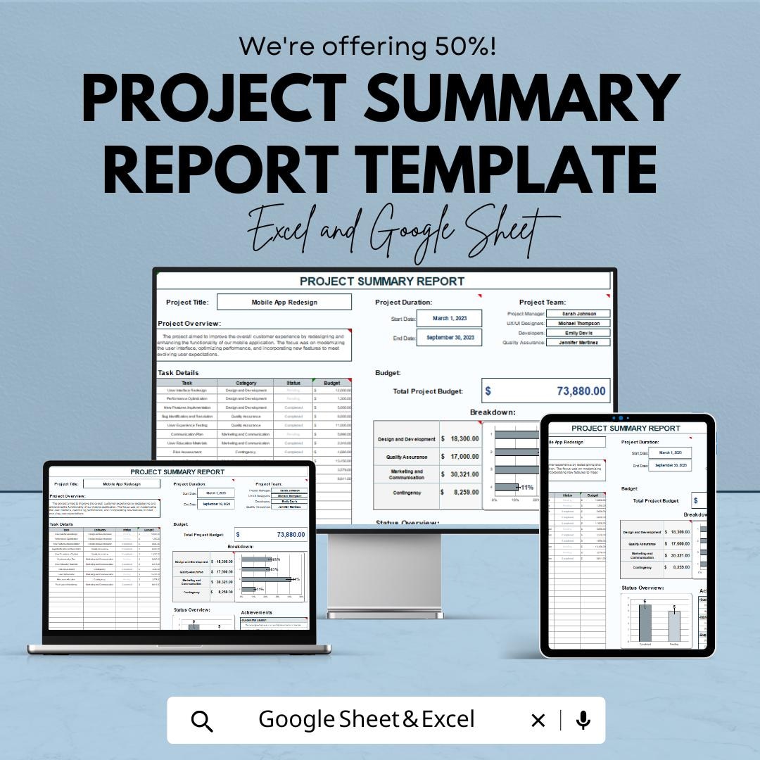 Image 3 for Project Summary Report Template Excel