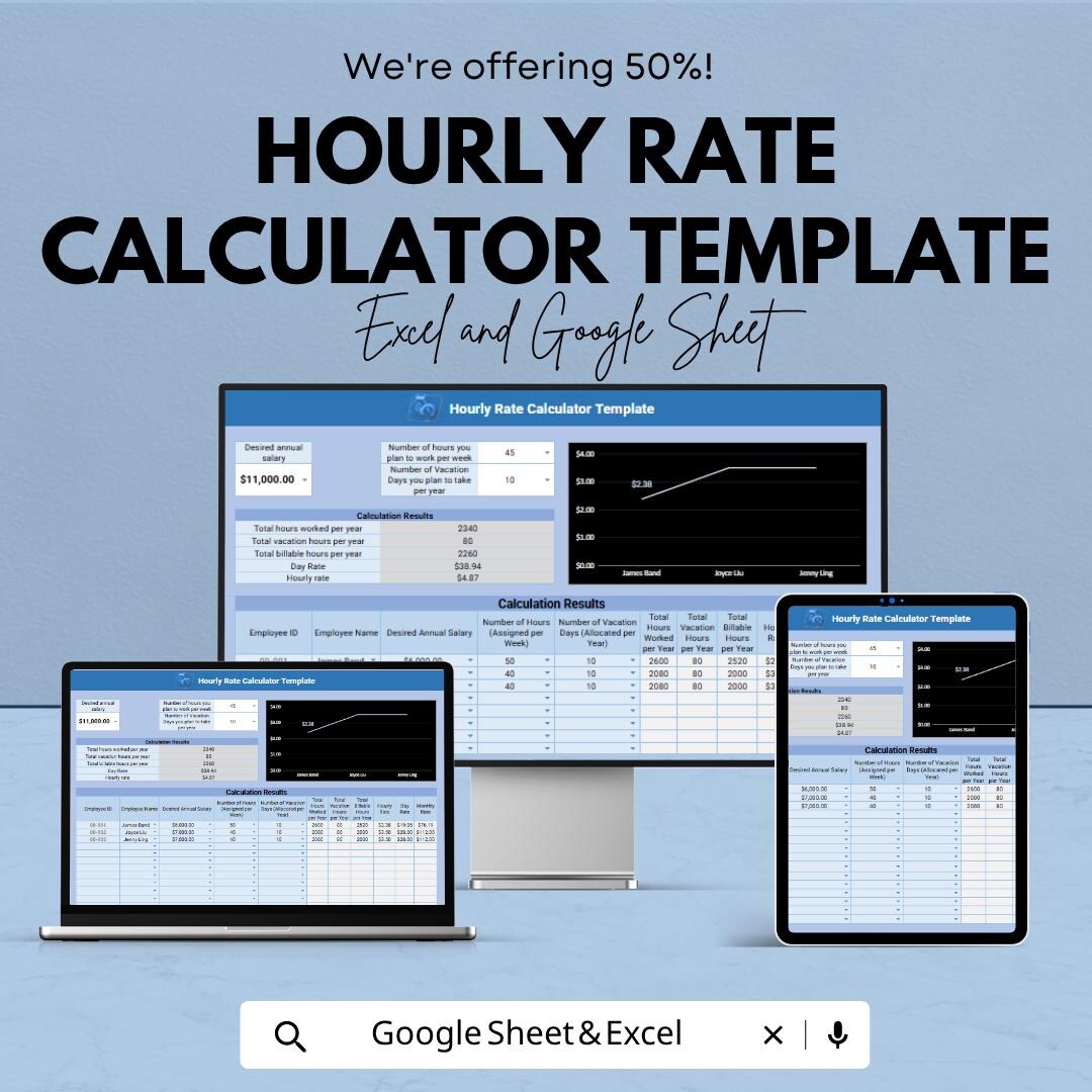 Hourly Rate Calculator Template | Freelance Rate Calculator | Pricing ...
