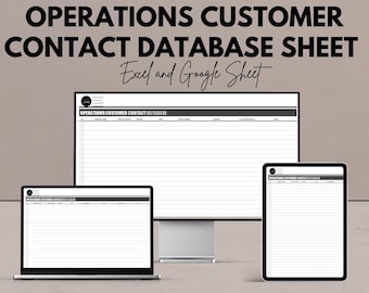 オペレーション顧客連絡先データベースシート | Excel および Google スプレッドシート | 顧客情報の整理と管理 | カスタマイズ可能 | すぐにダウンロード