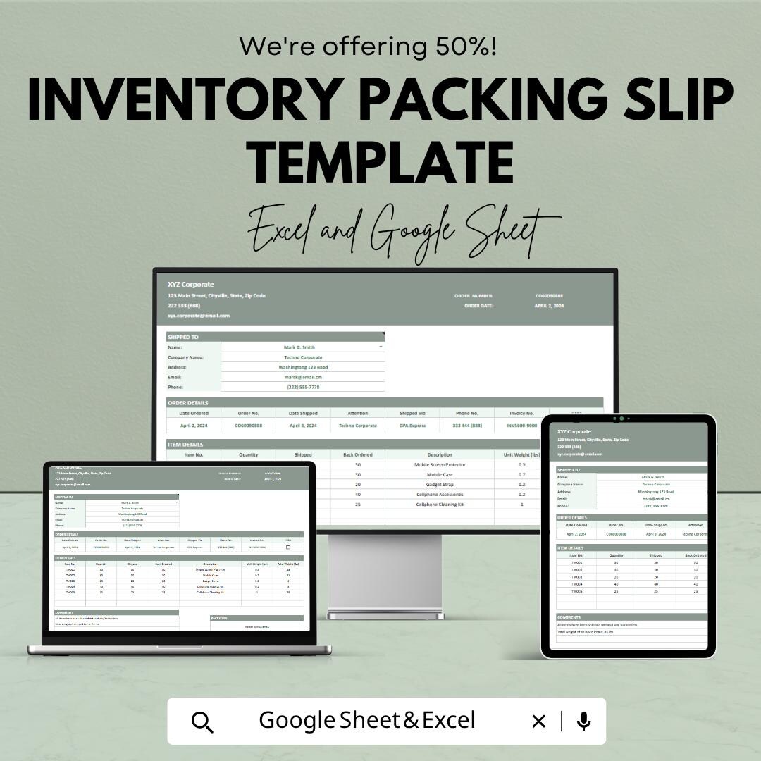 Inventory Packing Slip Template | Order Packing List | Shipping Packing ...